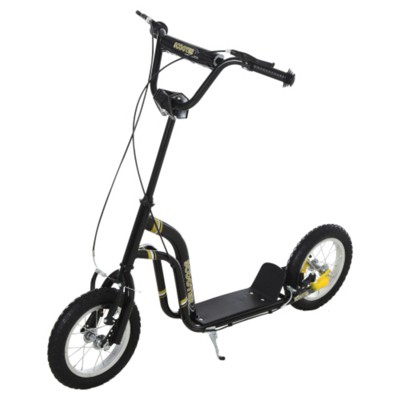 Maggift Kick Scooters Youth Scooter Front and Rear Caliper Dual Brakes Inflatable Front Wheel Ride on Toy for Age 5+, Black, 47.3"*22.8"*33.5"