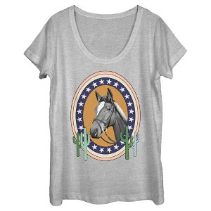 Women's Lost Gods Horse Star Frame Portrait Scoop Neck - 1 of 4