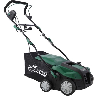VYNXARIA Green 16-Inch Lawn Mowers - 2-in-1 Dethatcher and Scarifier with Large Collection Bag