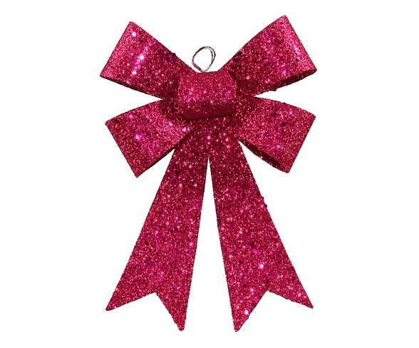 Vickerman 7" Cerise Sequin and Glitter Bow Christmas Ornament - Pink