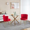 Red 2-piece set of modern dining chairs with comfortable velvet backrests - 2 of 4