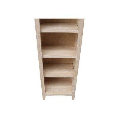 Adjustable Unfinished Brown Rubberwood Shaker Bookcase