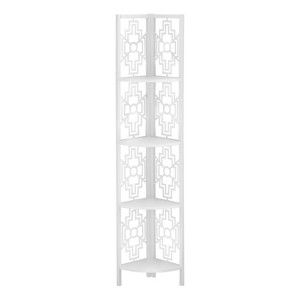 Monarch Specialties Bookshelf Bookcase Etagere Corner 4 Tier 62InchH Office Bedroom Metal Laminate White Transitional - 1 of 4