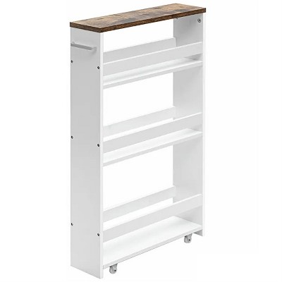 LunaLulinlk 4 Tiers Rolling Slim Storage Kitchen Organizer Cart with Handle