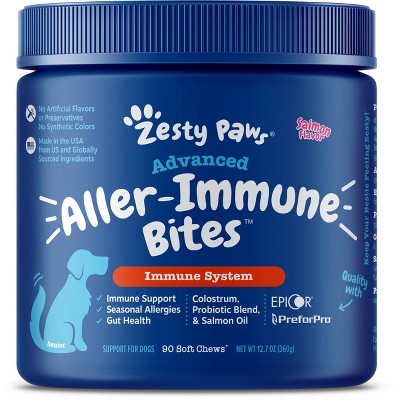 Zesty Paws Advanced Aller-Immune Soft Chews for Senior Dogs - Salmon Flavor - 90ct