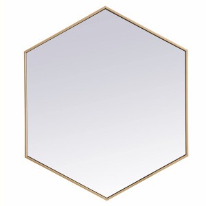 Elegant Lighting Metal frame hexagon mirror 38 inch in Brass - 1 of 4