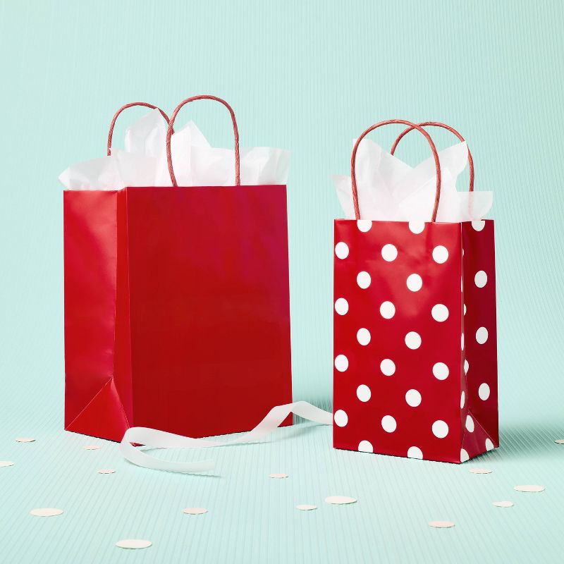 Small Red Gift Bag - Spritz&#8482;: Christmas, All Occasions, Solid Color Paper, Easy Carry Handles, 2 of 4