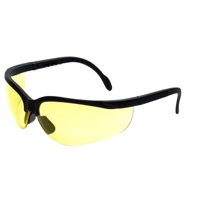 Calabria Safety Glasses | ANSI Z87+S | Yellow Tint | UV Protection | Black Frame | Adjustable Arm Length