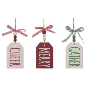 Transpac MDF Christmas Tag Set of 3 Christmas Home Decorations - 1 of 1