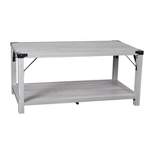 Flash Furniture Wyatt Modern Farmhouse Wooden 2 Tier Coffee Table with Metal Corner Accents and Cross Bracing