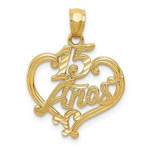 Black Bow Jewelry 14k Yellow Gold 15 Anos Heart Pendant, 18mm - 1 of 4