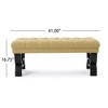 CAVINAS Upholstered Ottoman Bench, Button-Tufted Diamond Stitching Accent Stools, Entryway Benches with Half-Circle Birch Wood Legs - 3 of 4