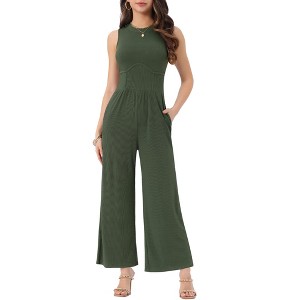 INSPIRE CHIC Women's Dressy Casual One Piece Outfits Sleeveless Crewneck Wide Leg Summer Jumpsuit - 1 of 4