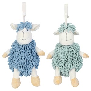 REGALWOVEN Cute Sheep Chenille Soft Absorbent Quick Drying Fuzzy Ball Hand Towel 9" x 13" 2 Pcs - 1 of 4