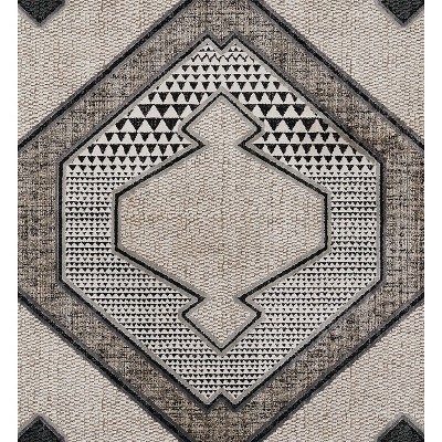 Momeni Ivory and Black Geometric Synthetic Area Rug 2' x 3'