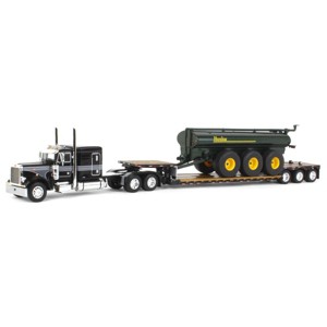 First Gear DCP 1/64 Black Peterbilt 379 w/ Fontaine Renegade Lowboy & Husky Manure Spreader Ages 14+ 60-1588 - 1 of 4