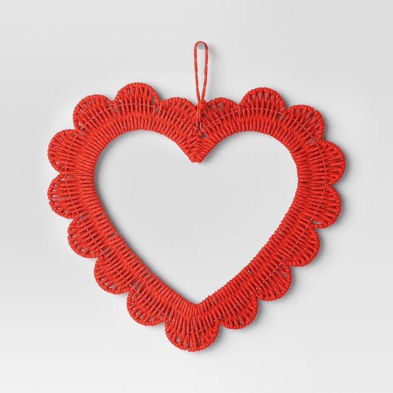 Artificial Woven Heart Wreath Red - Threshold&#8482;, 1 of 9