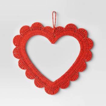 Artificial Woven Heart Wreath Red - Threshold™