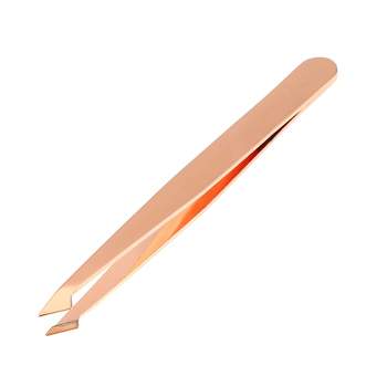 Unique Bargains Stainless Steel Eyebrow Tweezers Rose Gold Tone 1 Pc