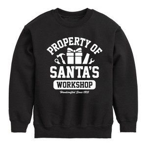 Boys' - Instant Message - Property Of Santas Workshop Christmas Graphic Long Sleeve Fleece Sweatshirt - 1 of 4