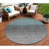 Teal Blue And Gray Abstract Washable Indoor Outdoor Area Rug - 2 of 4