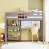 Okak Full Size Wooden Bunk Bed with Desk, Writing Board Loft Bunk Bed with Storage Shelves for Teens, Space-Saving Easy Assemble, Gray - 3 of 4