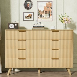 Buenhomino 8 Drawer Double Dresser for Bedroom, Black Chest of Dressers, Modern Wooden Dresser Chest with Golden Handles for Living Room and Entryway - 1 of 4