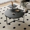 Angel Sar Modern Coffee Table with Two Shelves, Black Faux Marble Top & Tripod Base for Living Room - 2 of 4