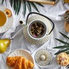 Juvale White Cast Iron Floral Teapot Kettle with Stainless Steel Infuser Set, Japanese Tea Pot for Kitchen Pantry, 34 oz - 3 of 4