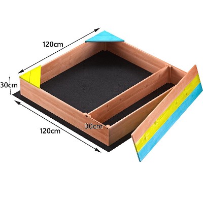 Colorful Firwood Children's Sandbox with Storage Box
