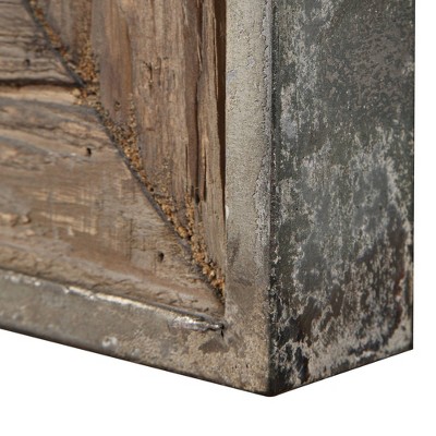 Rustic Medium Wood and Silver Rectangular Wall Mirror
