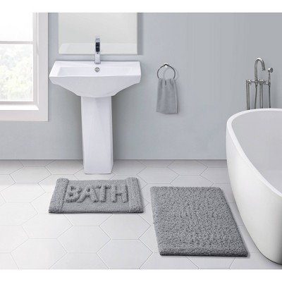 Heathered Bath Rug Set Gray - VCNY