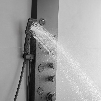 Matte Black 47'' Shower Panel with Rainfall and Waterfall Head