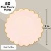 Sparkle and Bash 50 Pack Plastic Plates, 9 Inch Scalloped Plates with Gold Rim for Birthday Party, Baby Shower - 3 of 4