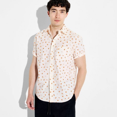 Мужские рубашки Goodfellow & Co Men's Game Day Full Button Tailgate Print Camp Shirt - Goodfellow & Co™ Orange XL