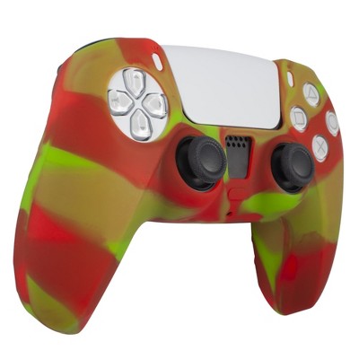 Insten Silicone Skin Cover Case Compatible with Sony PlayStation PS5 Controller, Camouflage Green Red