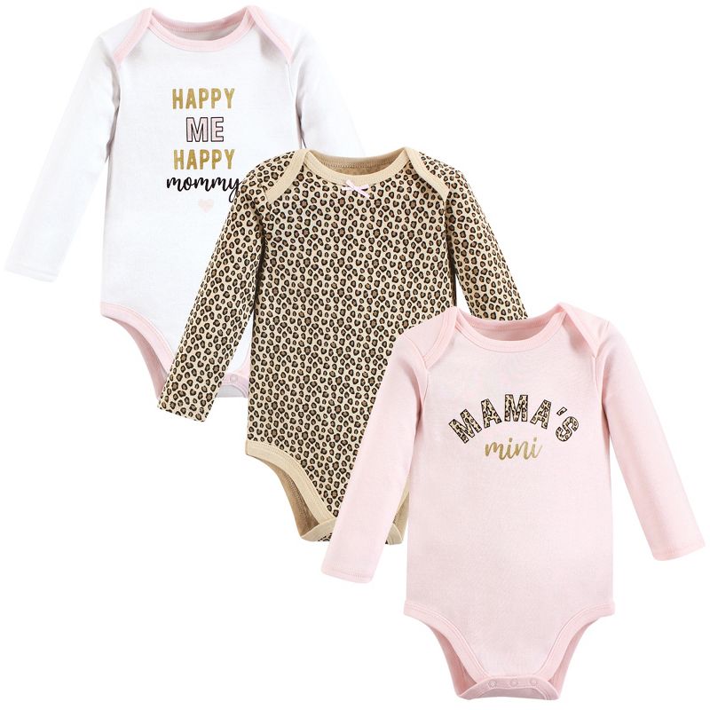 Hudson Baby Infant Girl Cotton Long-Sleeve Bodysuits, Leopard Mamas Mini, 1 of 7