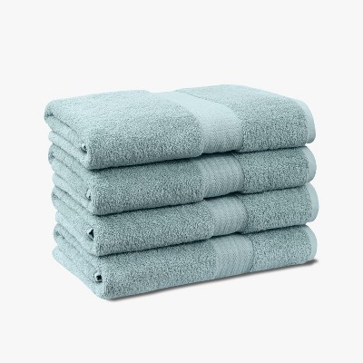 True Classics Light Blue Cotton Polyester 4-Piece Bath Towel Set