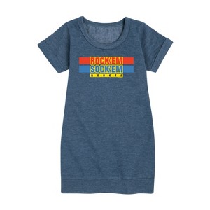 - Rock 'Em Sock 'Em Robots - Rock 'Em Sock 'Em Robots Logo Graphic Short Sleeve Fleece Dress - 1 of 4
