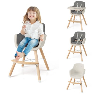 Infans 6-in-1 Baby Wooden Highchair/Toddler Chair with Removable Tray, 5-Point Harness, Convertible High Chair for Babies and Toddlers