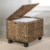 happimess Ashton Classic Farmhouse Handwoven Hyacinth Rolling Filing Basket with Lid and 360 Degree Lockable Wheels - 2 of 4