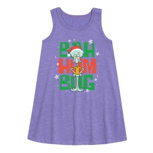 Girls' - SpongeBob SquarePants - Squidward Bah Humbug Graphic Sleeveless Aline Dress - 1 of 4