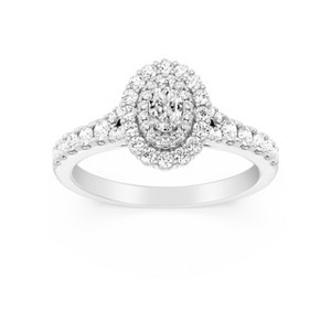 GILDED 3/4 ct. T.W. Lab Grown Diamond (SI1-SI2 Clarity, F-G Color) and Sterling Silver Square Engagement Ring - 1 of 4