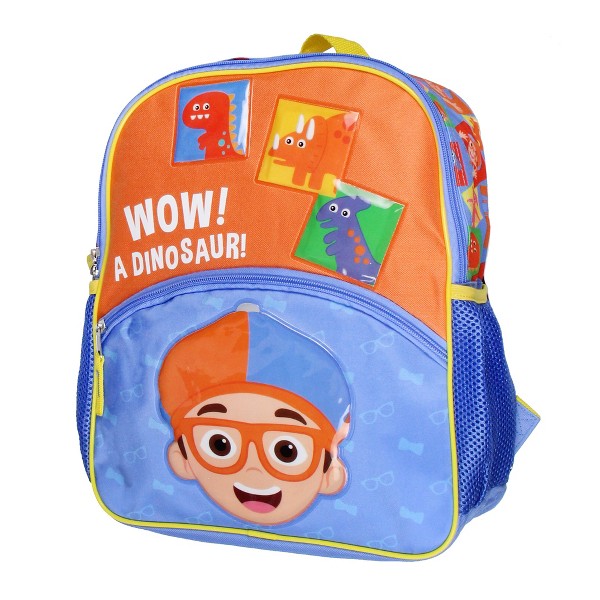 Mochila escolar para niños Blippi Wow! Un dinosaurio 14" con diseños de personajes en relieve 2