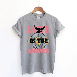 Simply Sage Market Women's Love is The Answer Short Sleeve Garment Dyed Tee - S - Grey - 1 of 2