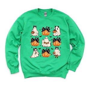 Simply Sage Market Women's Graphic Sweatshirt Ghost and Pumpkin Coquette - 1 of 4