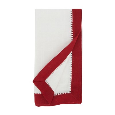 Elegant Two-Tone Hemstitch Napkin Set, 16.5" x 12"