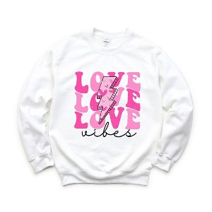 Simply Sage Market Women's Graphic Sweatshirt Love Vibes Bolt - 1 of 4