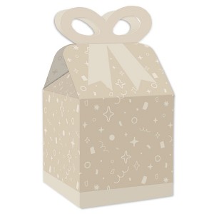 Big Dot of Happiness Tan Confetti Stars - Square Favor Gift Boxes - Simple Party Bow Boxes - Set of 12 - 1 of 4