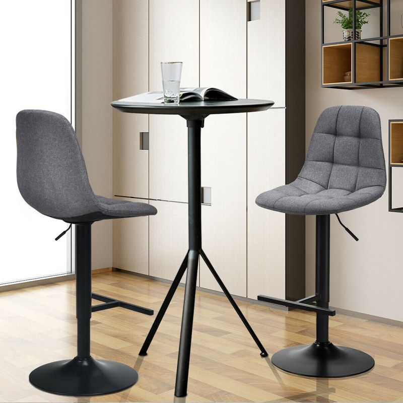 Costway Adjustable Bar Stools Swivel Counter Height Linen Chairs with Back Gray, 4 of 11